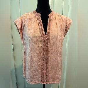 Faherty Lucia Embroidered Gauze Top